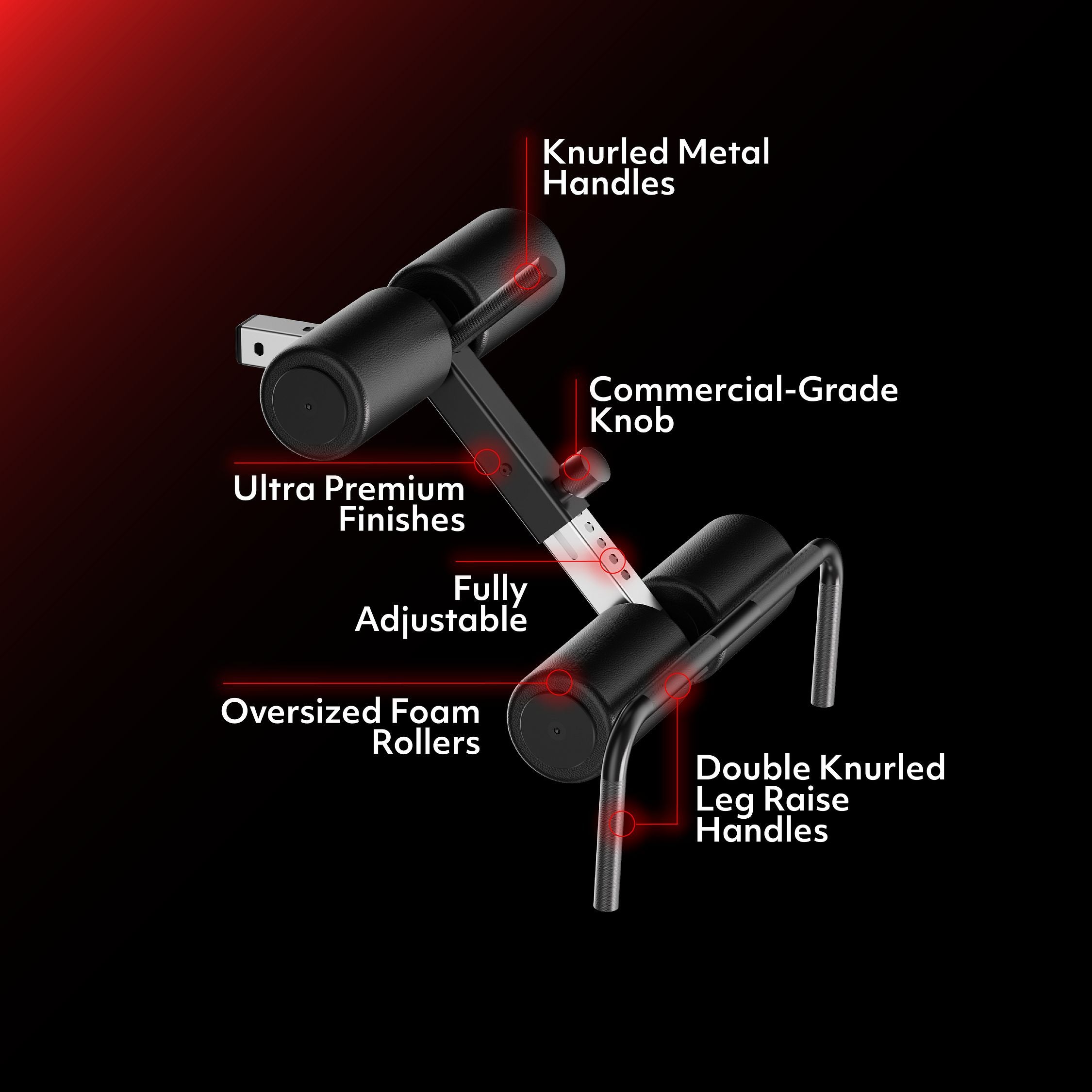 APEX AB Trainer with knurled metal handles, oversized foam rollers, commercial grade knob, and fully adjustable design.