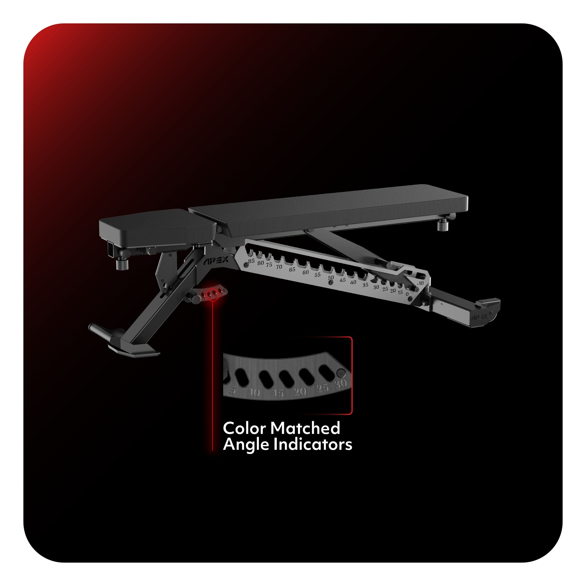 APEX Adjustable Bench Color Matched Angle Indicators in Gray