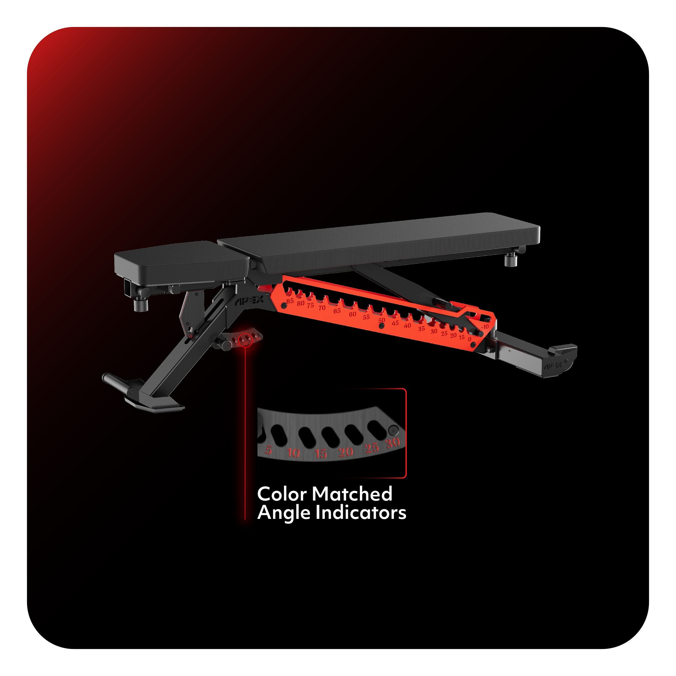 APEX Adjustable Bench Color Matched Angle Indicators in Red