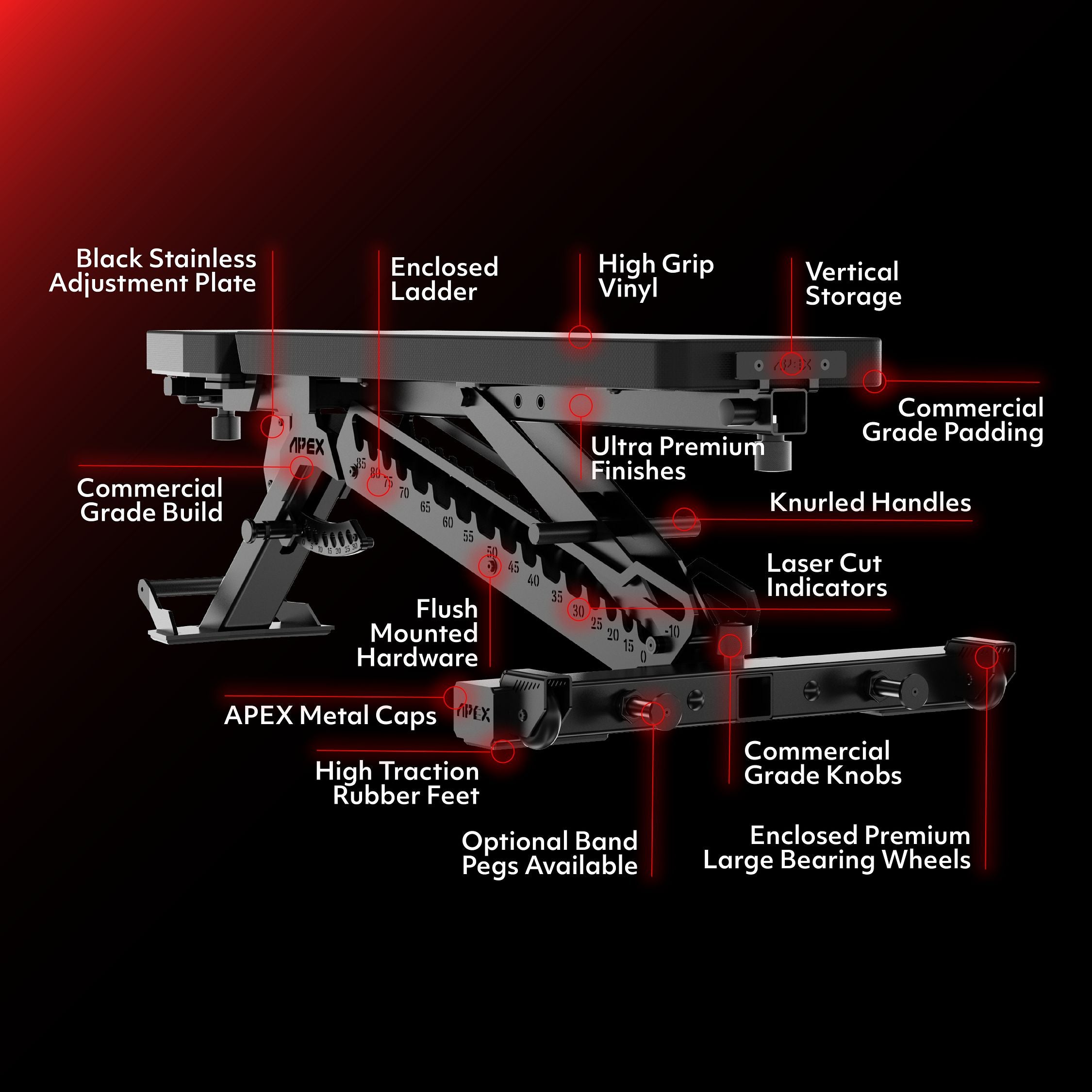 APEX Adjustable Bench with commercial-grade build and premium features.