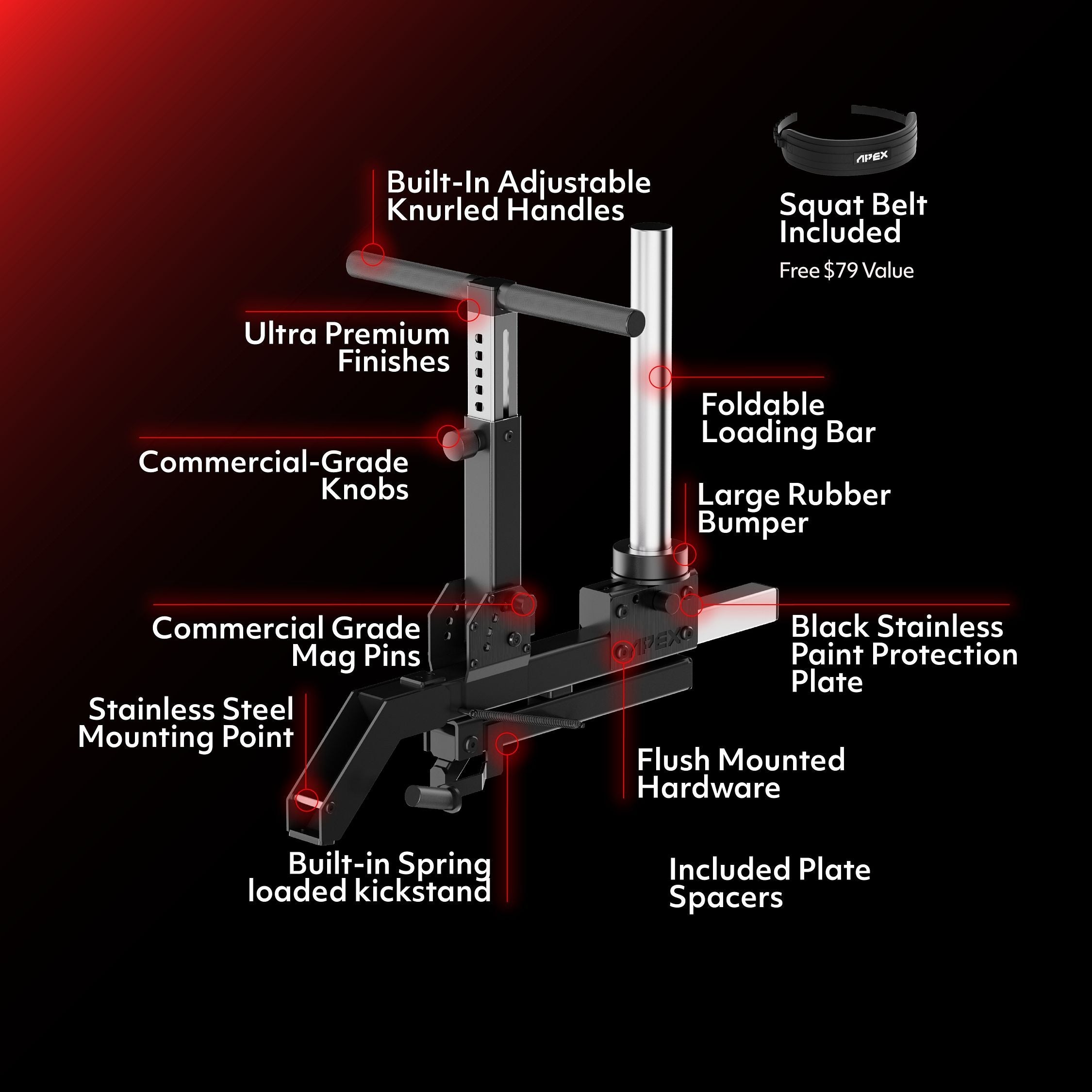 APEX Barrett Belt Squat with commercial-grade features and squat belt included.