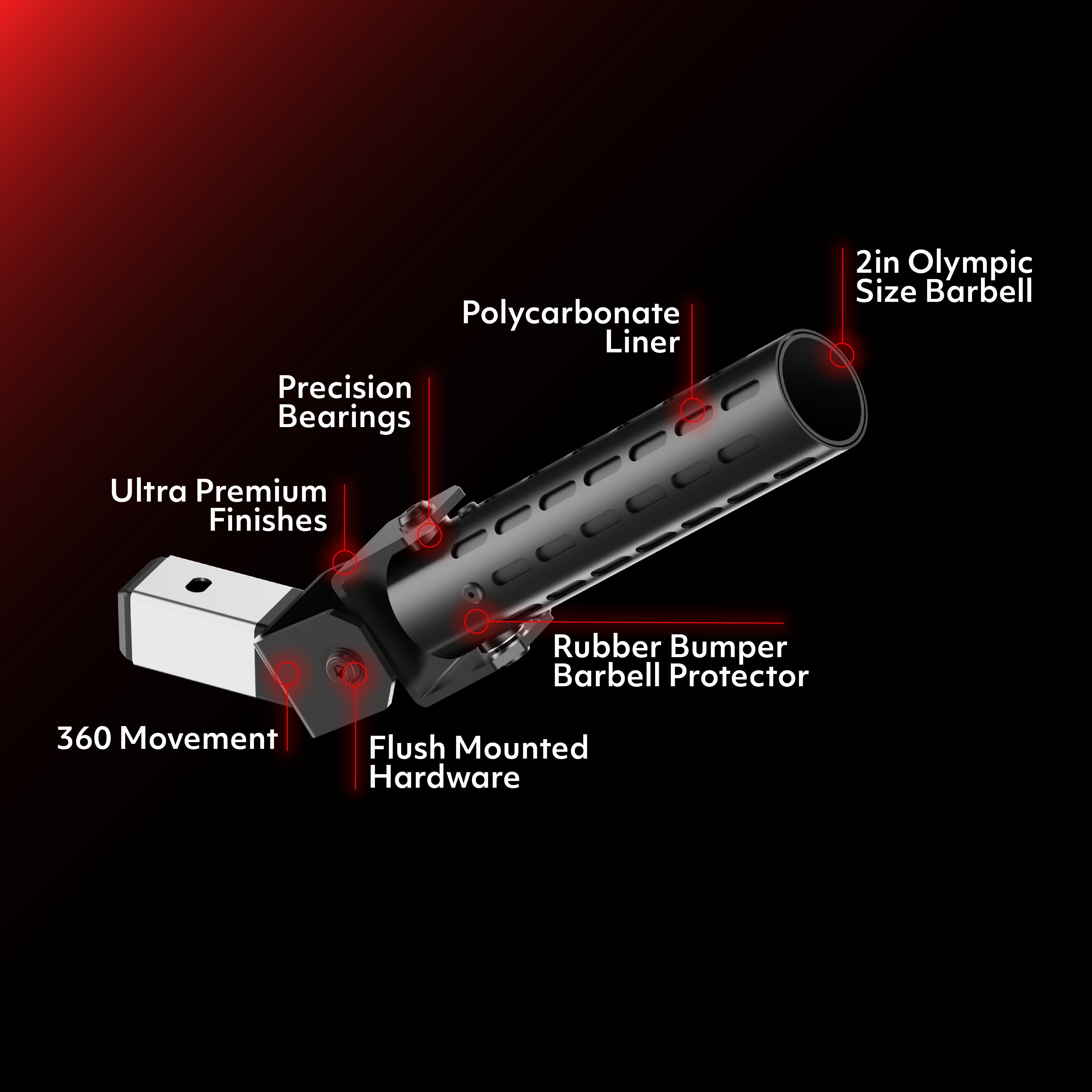 APEX Landmine with 360 movement, precision bearings, polycarbonate liner, and rubber bumper barbell protector.