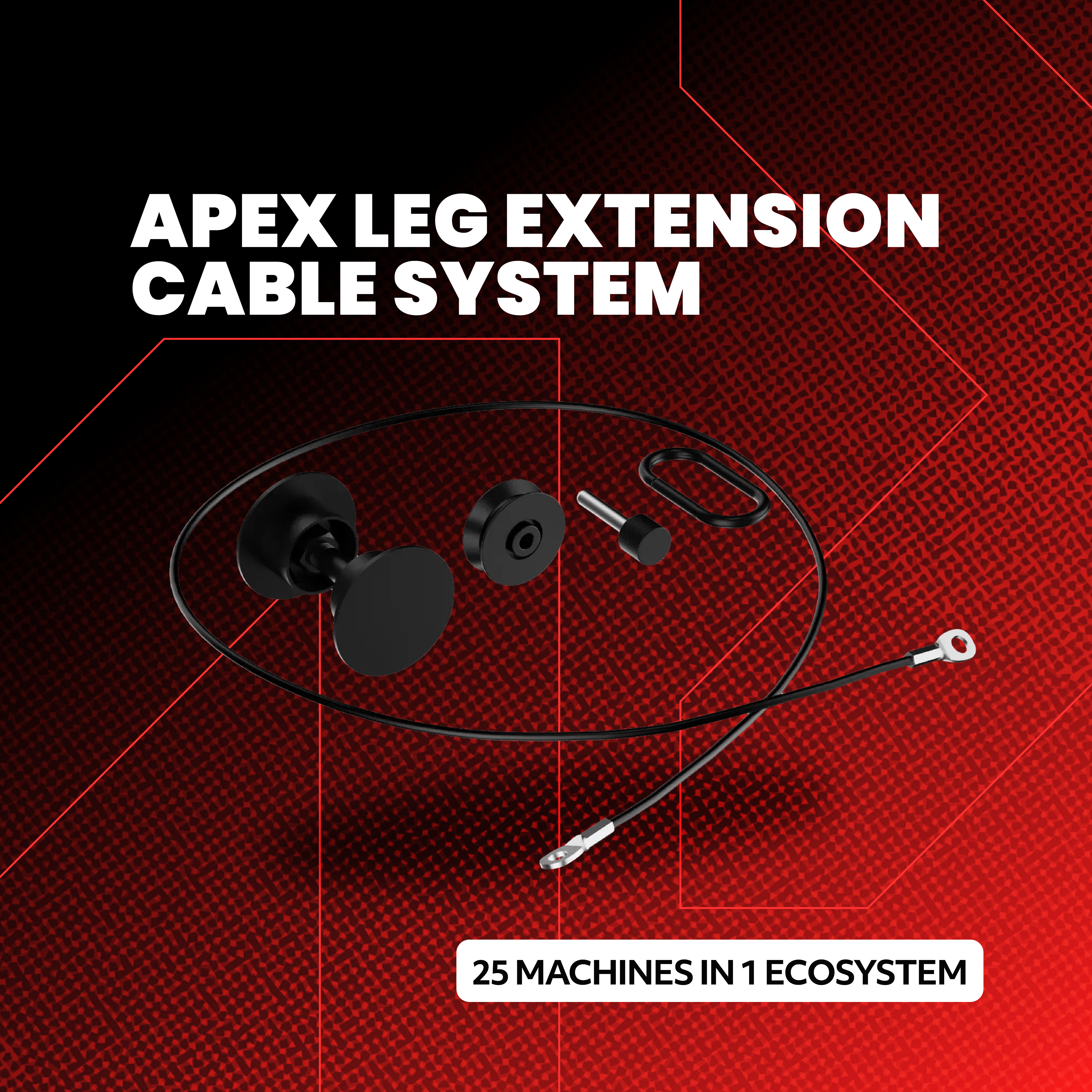 APEX Leg Extension Cable System attachment for the APEX Adjustable Bench ecosystem.
