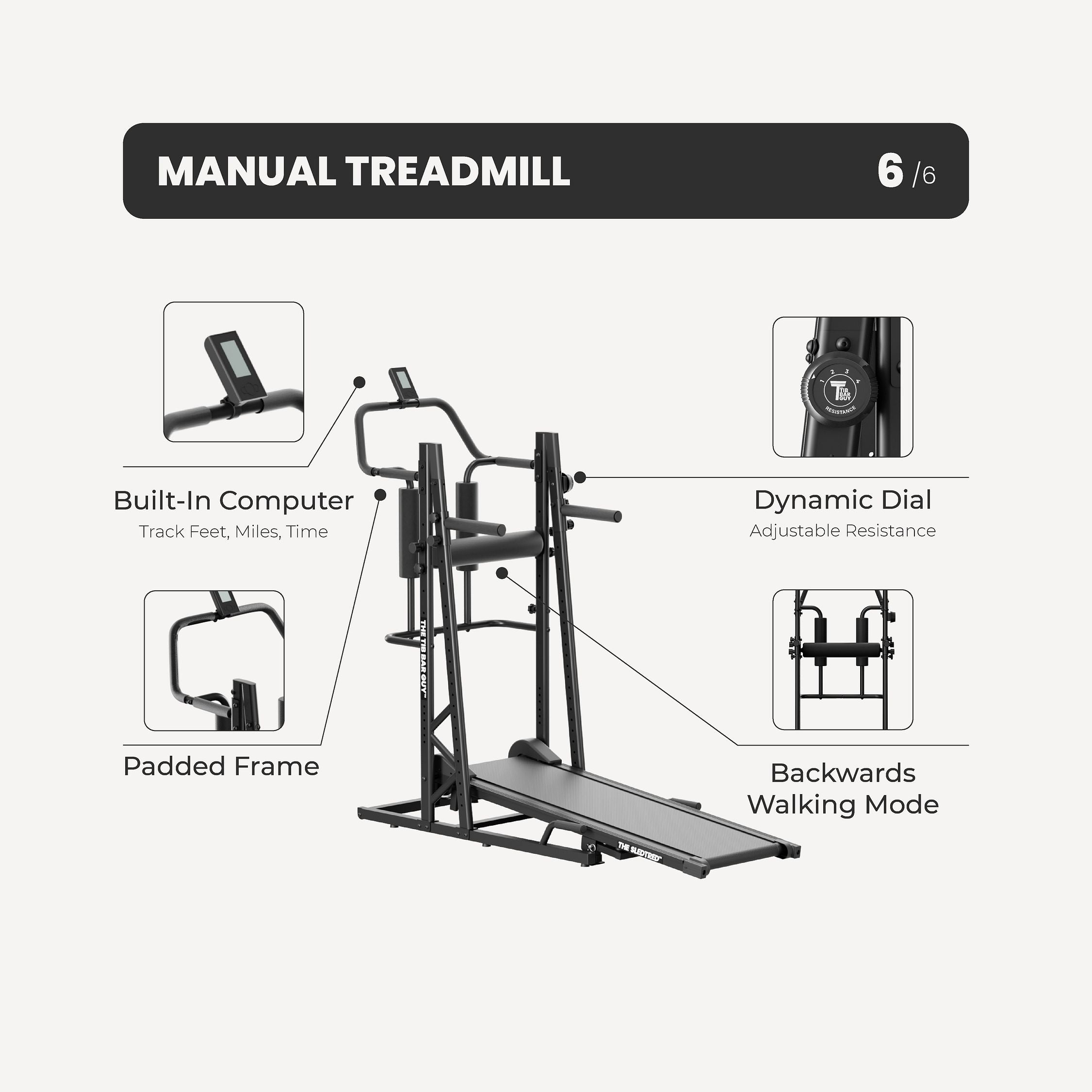 THE SLEDTRED™️ w/o Power Tower - Manual Treadmill