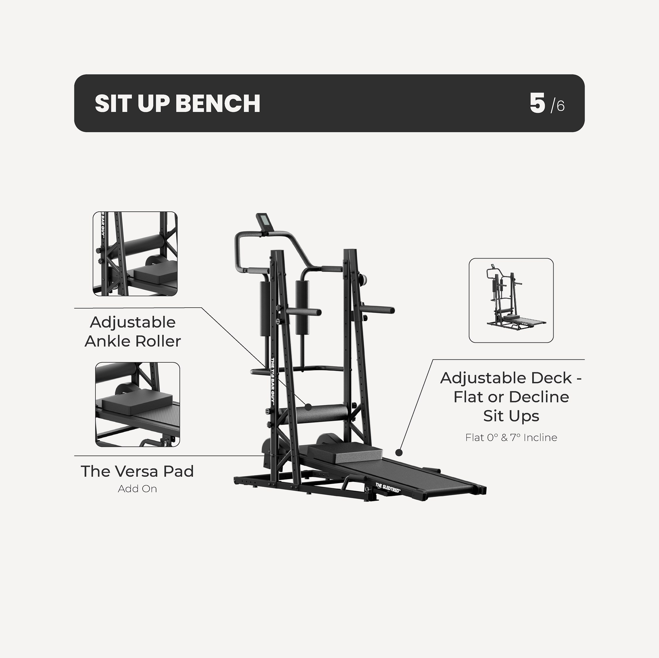 THE SLEDTRED™️ w/o Power Tower - Sit Up Bench